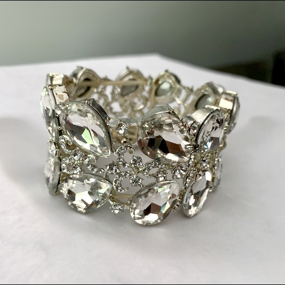 Jeweled silver bracelet